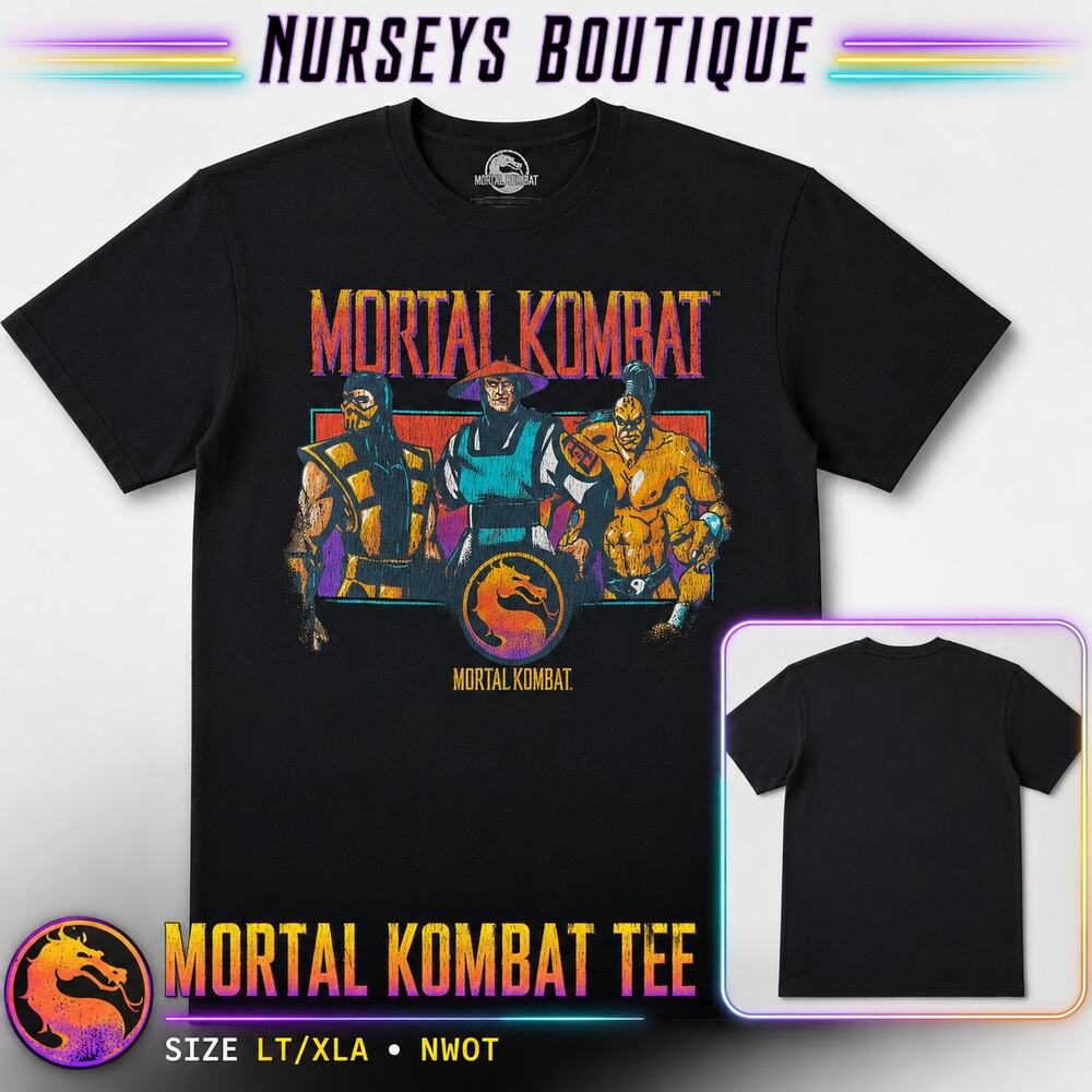 Mortal Kombat Graphic Tee Mens LT Black Video Game Shirt NWOT